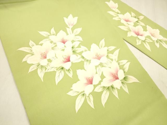 平和屋着物 塩瀬 九寸名古屋帯 手描き 草花文 正絹 cm