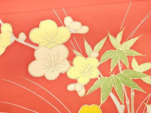 笹竹枝花文 金彩