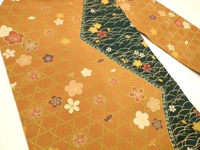 平和屋着物 全通柄九寸名古屋帯 芝花文 金彩 正絹 cm
