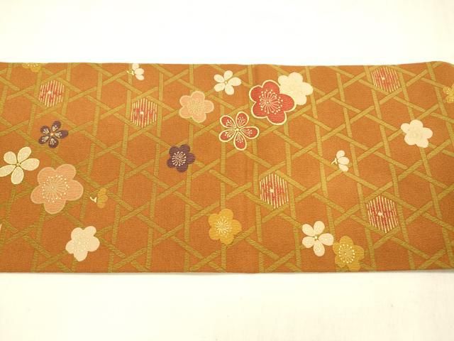 平和屋着物●全通柄九寸名古屋帯　芝花文　金彩　正絹　逸品　DABA0640cm 平和屋着物○全通柄九寸名古屋帯 芝花文 金彩 正絹