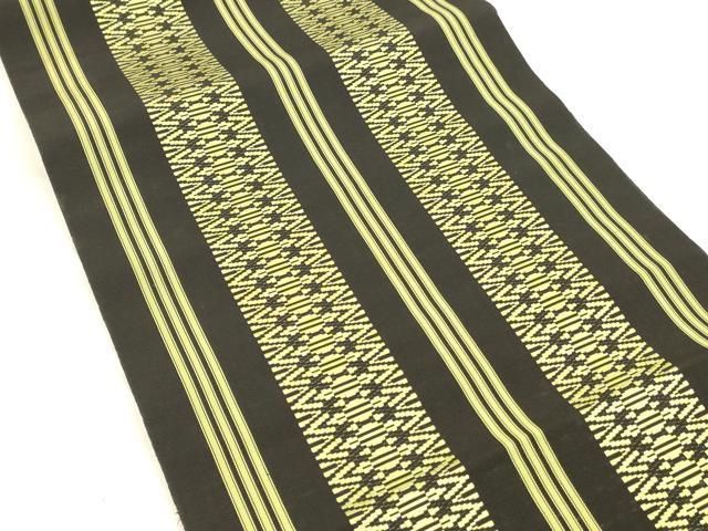 平和屋着物 本場筑前博多織 八寸名古屋帯 献上 黒地 正絹 cm