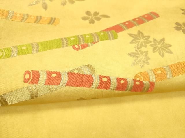  平和屋着物 西陣 川島織物 九寸名古屋帯 横笛花文 金糸 正絹 cm 名古屋帯 帯