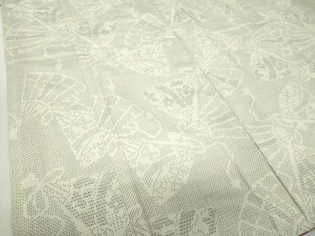  平和屋着物 結城紬 80亀甲 檜扇花文 証紙付き 正絹 ps 紬 着物