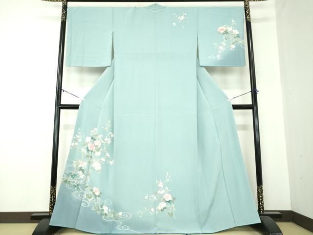 平和屋着物○訪問着 友禅 流水枝花文 暈し染め 正絹 逸品 未使用