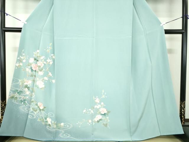 平和屋着物○訪問着 友禅 流水枝花文 暈し染め 正絹 逸品 未使用