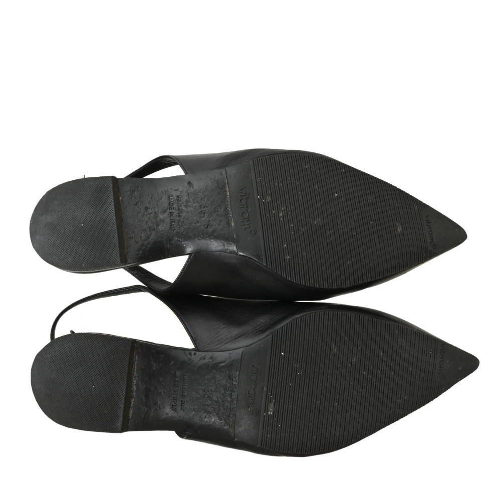 HERMES 黒 レザー パンプス 24.5 HERMES ポインテッドトゥ レザー パンプス - メルカリ