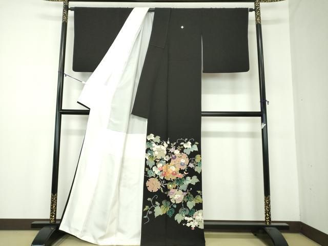 平和屋着物 豪華黒留袖 駒刺繍 雪輪重ね花文 金彩 正絹 ps