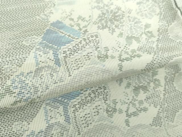  平和屋着物 都喜ヱ門 本場大島紬 白大島 9マルキ 総絣 雲取り几帳花文 藤絹織物謹製 正絹 ps 紬 着物