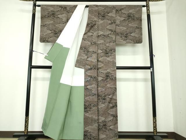  平和屋着物 都喜ヱ門 本場大島紬 9マルキ 純泥染 湖畔の詩 藤絹織物謹製 証紙付き 正絹 ps 紬 着物