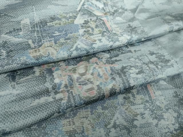 平和屋着物 都喜ヱ門 本場大島紬 7マルキ 総絣 人物風景文 正絹 ps