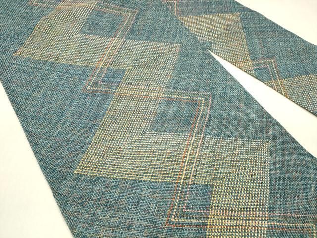 平和屋着物 八寸名古屋帯 組織 間道 金銀糸 正絹 cm