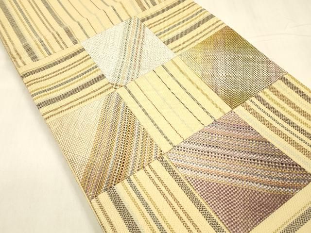 平和屋着物 太鼓柄袋帯 切嵌 組織 抽象間道 金銀糸 正絹 cm