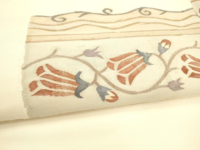 平和屋着物○九寸名古屋帯 洋花唐草文 正絹 逸品 DABA0555cm - メルカリ