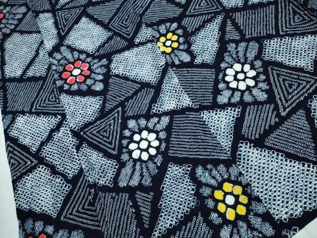  平和屋着物∴夏物 浴衣 有松鳴海絞り 切嵌花文 綿 ng 浴衣単品 浴衣