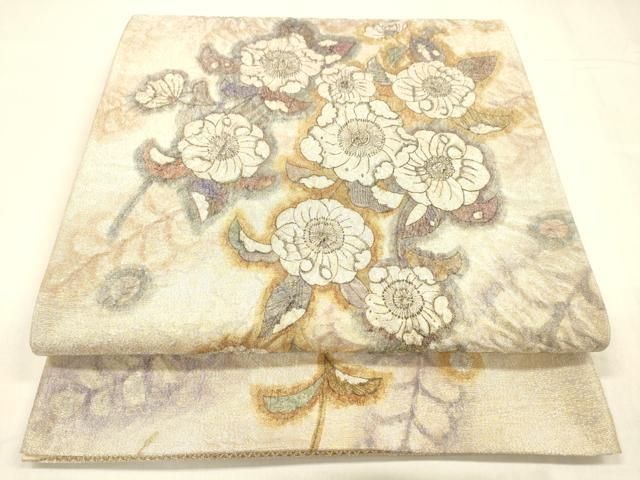 平和屋着物 太鼓柄袋帯 絞り 辻が花 銀糸 引箔 正絹 cm