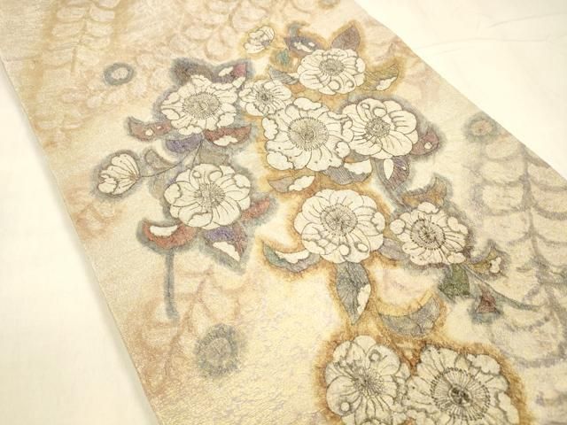 平和屋着物 太鼓柄袋帯 絞り 辻が花 銀糸 引箔 正絹 cm