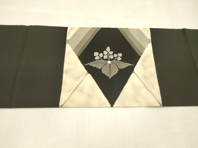  平和屋着物 塩瀬 九寸名古屋帯 草花文 黒地 銀彩 正絹 cm 名古屋帯 帯