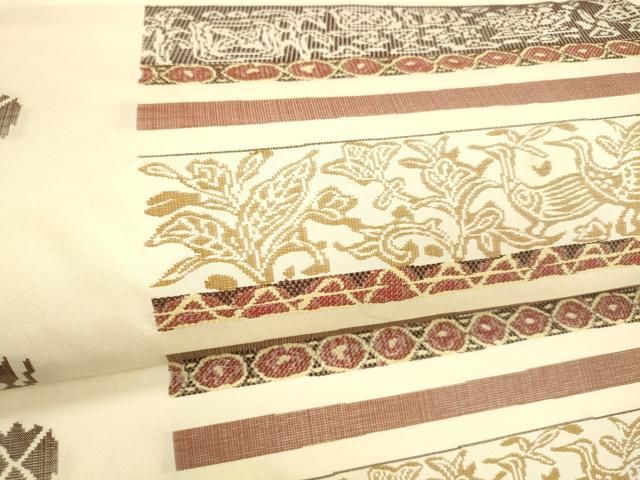 横段群鳥草葉文 正絹