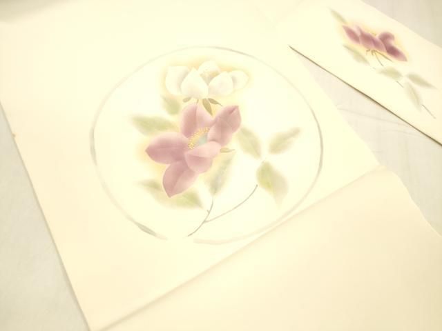 平和屋着物 塩瀬 九寸名古屋帯 枝花文 銀糸 正絹 cm