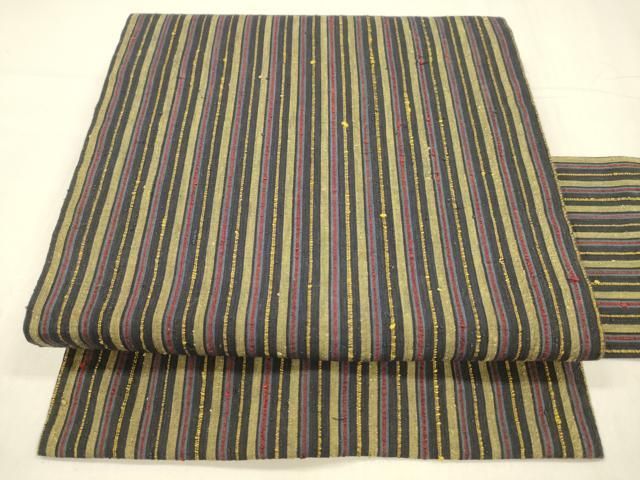 平和屋着物 全通柄九寸名古屋帯 紬地 間道 正絹 cm