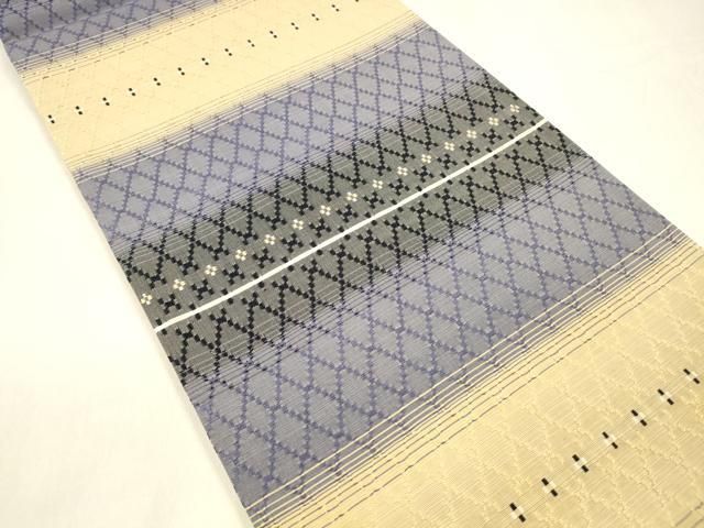 平和屋着物 全通柄袋帯 花織 横段抽象文 正絹 cm