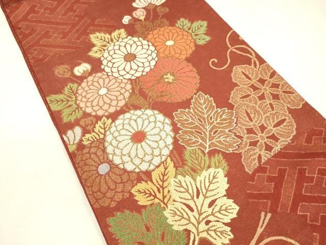 平和屋着物 1854年創業 帯屋捨松 太鼓柄袋帯 唐織 草花文 金糸 証紙付き 上代28万 正絹 cm