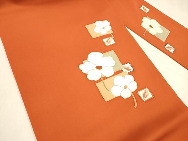 平和屋着物 塩瀬 九寸名古屋帯 駒刺繍 舞花文 金彩 正絹 cm