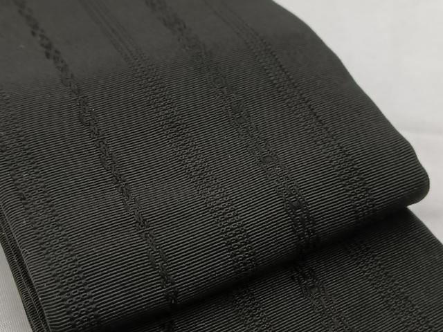 平和屋着物 男性 本場筑前博多織 角帯 献上 黒地 正絹 yc