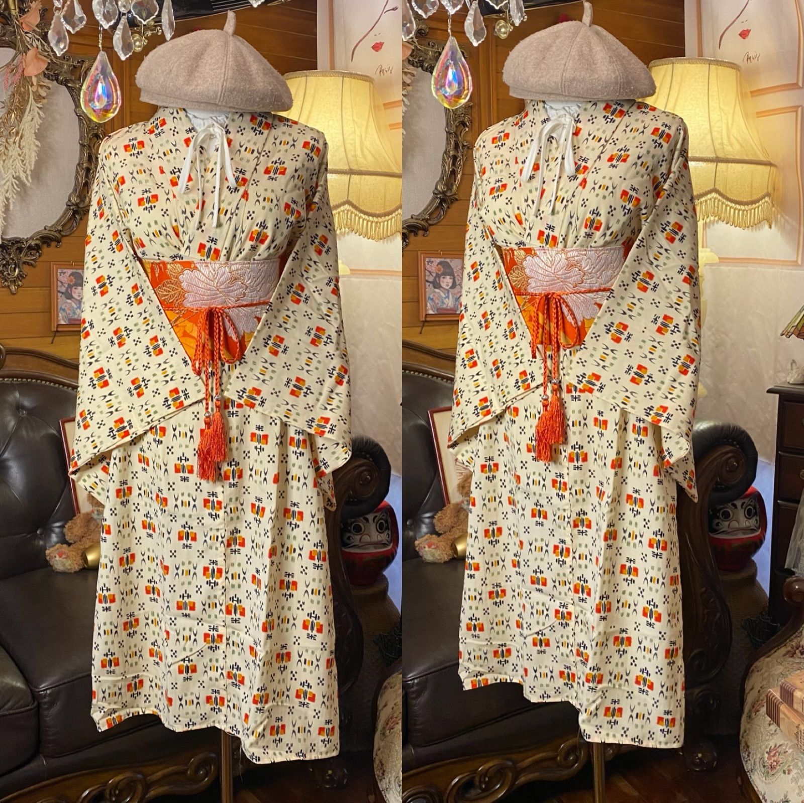 名古屋帯サッシュベルト付き ハンドメイド