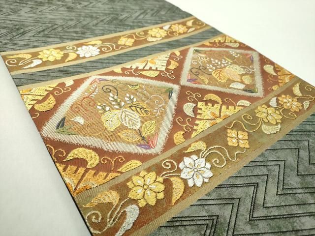 平和屋着物 銀座きしや 太鼓柄袋帯 花菱文 桐 金銀糸 引箔 正絹 ps