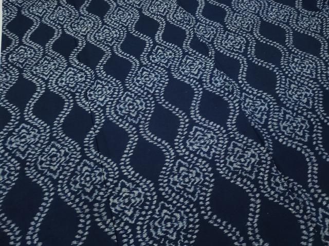 平和屋着物●久留米絣　単衣　立涌花文　反端付き　正絹　逸品　CABA8331ut 平和屋着物○久留米絣 単衣 立涌花文 反端付き 正絹 逸品 CABA8331ut