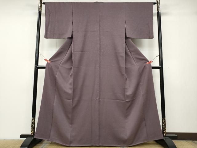 平和屋着物 本加賀友禅作家 成竹登茂男監修 色無地 霞地紋 葡萄鼠色 正絹 ut