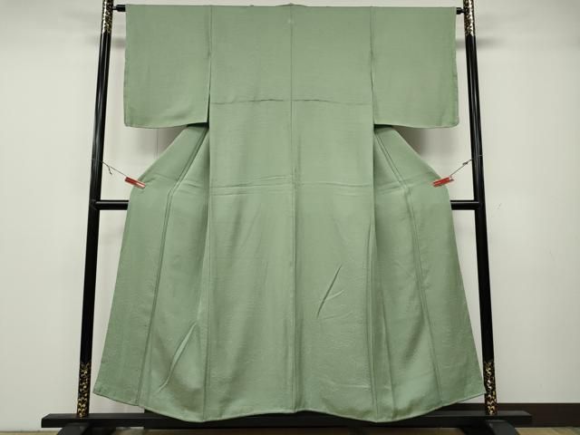 平和屋着物 上質な色無地 草花地紋 裏葉柳色 正絹 ut