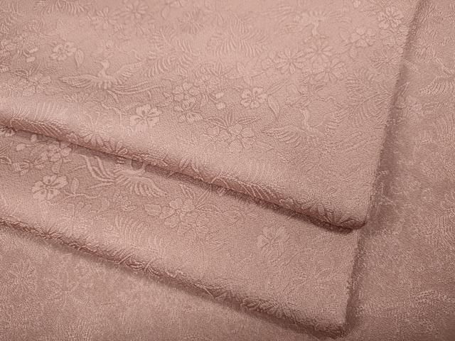 平和屋着物 上質な色無地 鳳凰花地紋 珊瑚色 正絹 ut