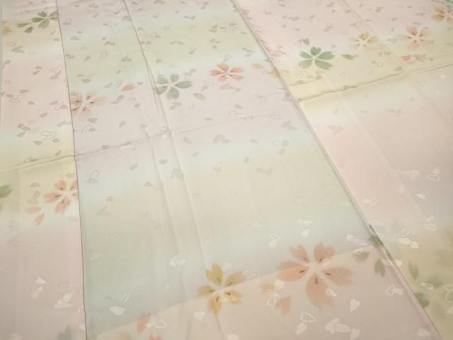 平和屋着物●振袖用長襦袢　無双仕立て　桜　暈し染め　広衿仕立て　正絹　逸品　AABE8137ph 平和屋着物○長襦袢 無双仕立て 枝桜 やまと誂製 正絹 逸品 AABI0496ph