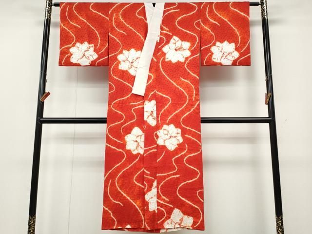 平和屋着物○長襦袢 袷 絞り 流水舞花文 正絹 逸品 CABA8351ut - メルカリ