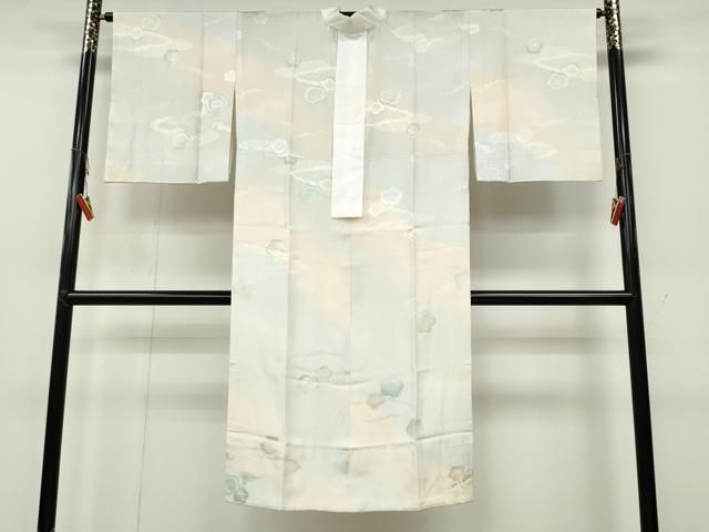 平和屋着物●長襦袢　無双仕立て　雲重ね地紋　暈し染め　正絹　逸品　CABA1502gh 平和屋着物○長襦袢 無双仕立て 雲重ね舞梅地紋 暈し染め 正絹 逸品