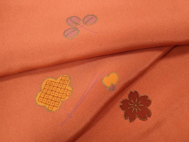 平和屋着物○長襦袢 無双仕立て こぼれ松葉舞花文 金彩 正絹 逸品