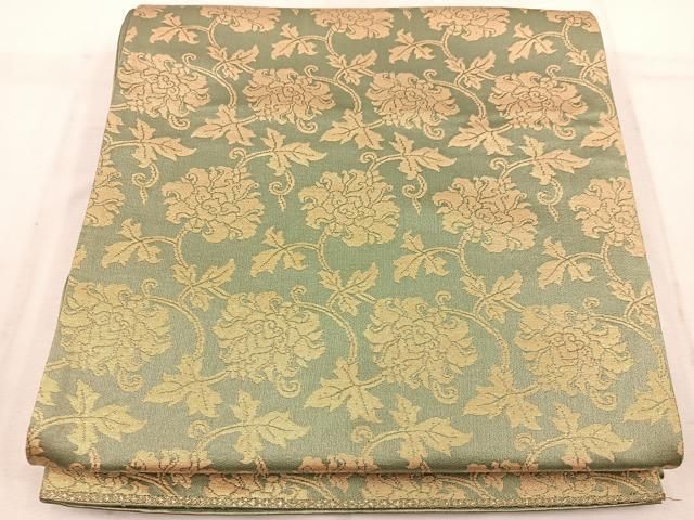 平和屋着物 六通柄 京袋帯 花唐草文 かつら錦 金糸 正絹 mz