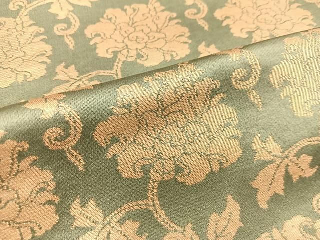 平和屋着物 六通柄 京袋帯 花唐草文 かつら錦 金糸 正絹 mz