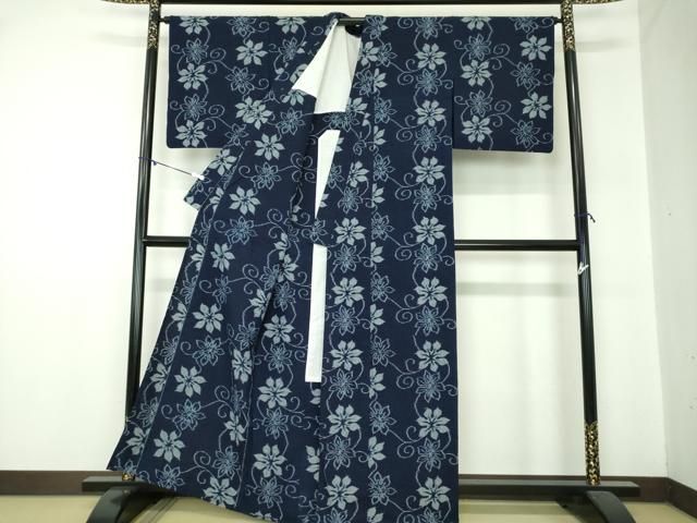 平和屋着物○久留米絣 単衣 花唐草文 綿 逸品 DABA1392ps - メルカリ