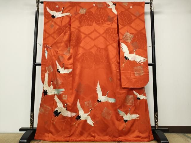 平和屋着物 アンティーク 大正ロマン 振袖 刺繍 飛鶴文 正絹 ut