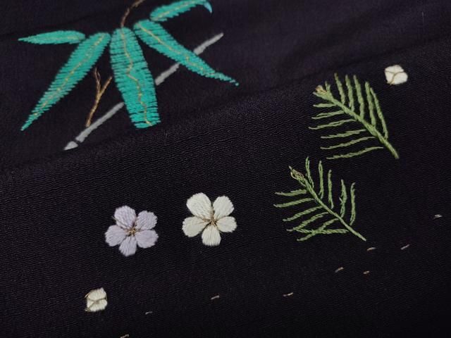  平和屋着物 アンティーク 大正ロマン 訪問着 総刺繍 笹花文 金糸 正絹 ut その他 着物 浴衣