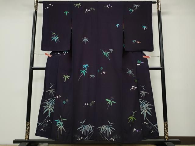 平和屋着物 アンティーク 大正ロマン 訪問着 総刺繍 笹花文 金糸 正絹 ut