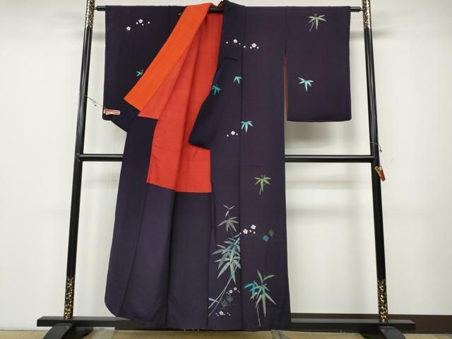 平和屋着物 アンティーク 大正ロマン 訪問着 総刺繍 笹花文 金糸 正絹 ut