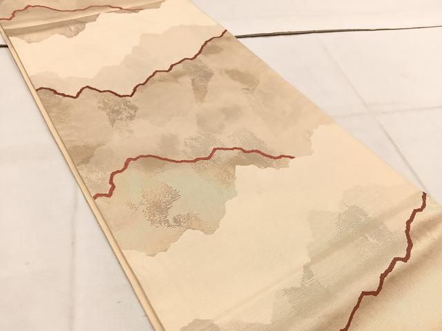 平和屋着物○西陣 川島織物 六通柄袋帯 幾何学文様 金糸 引箔 正絹