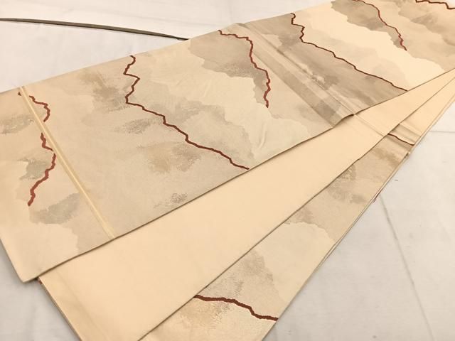 平和屋着物○西陣 川島織物 六通柄袋帯 幾何学文様 金糸 引箔 正絹