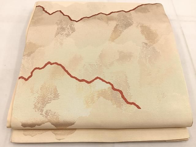 平和屋着物○西陣 川島織物 六通柄袋帯 幾何学文様 金糸 引箔 正絹