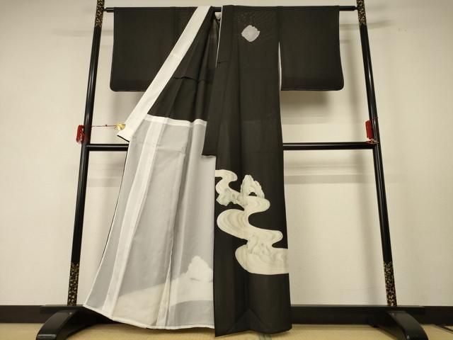 平和屋着物 夏物 黒留袖 絽 流水文 正絹 jd