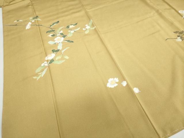 平和屋着物○京加賀糸目友禅作家 山崎巌 訪問着 草花文 反端付き 正絹